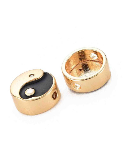 Yin Yang. Aleación de cobre. Baño 18K Gold. 8x4 milímetros. 1,4 mm perforacion. 1 unidad.