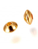 Rondelle. Acero Inoxidable. Real 24k Gold. 6x3 milímetros. 1,8 mm perforación. 10 unidades.