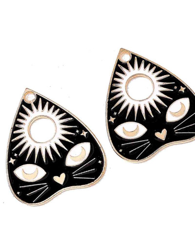 Corazón+Gato (2). Aleación de cobre y esmalte. 26xx22x1,5 milímetros. 2 mm perforación. 1 unidad.