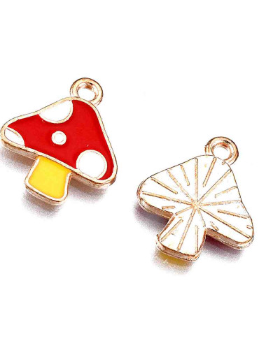 Hongos. Aleación de cobre y esmalte. 15x13x1,5 milímetros. 1,5 mm perforación. 4 unidades.