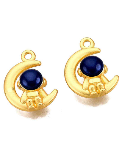 Astronauta (1). Aleación de cobre y esmalte. 16x13x5 milímetros. 1,5 mm perforación. 2 unidades.