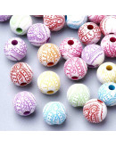 Religión: Virgen María. Esfera blanca. Varios colores. 8 mm diámetro. 2 mm perforación. 50 ud aprox.