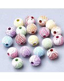 Religión: Virgen María. Esfera blanca. Varios colores. 8 mm diámetro. 2 mm perforación. 50 ud aprox.