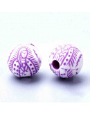 Religión: Virgen María. Esfera blanca. Varios colores. 8 mm diámetro. 2 mm perforación. 50 ud aprox.