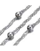 Aleación de cobre. Color plateado. Satellite chain. Link: 2,5x1,5x0,4 milímetros. 1 metro.