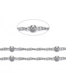 Aleación de cobre. Color plateado. Satellite chain. Link: 2,5x1,5x0,4 milímetros. 1 metro.