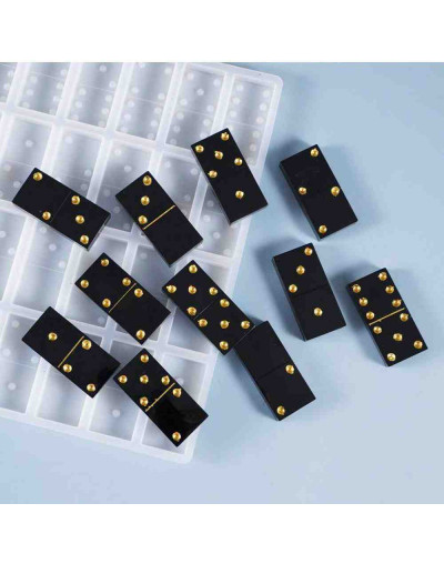 Moldes de silicona. Para resina. Juego de dominó. 218x204x8 milímetros. Ficha: 50x24 mm. 1 unidad.