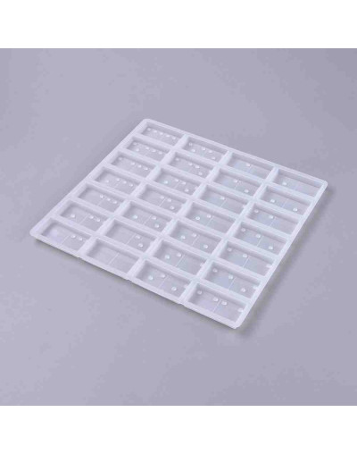 Moldes de silicona. Para resina. Juego de dominó. 218x204x8 milímetros. Ficha: 50x24 mm. 1 unidad.