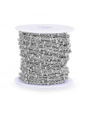 Acero inoxidable. Color plateado. Satellite Chain. Link: 2,5x2x0,5 milímetros. 1 metro.