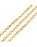 Acero inoxidable. Color dorado. Link: 4x5x0,5 milímetros. 1 metro.