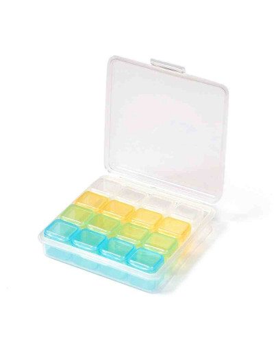 Organizador. 16 divisiones/box. 11,2x11,4x2,8 centímetros. Box: 2,4x2,5x2,3 cm. 1 set. Organizador. 16 divisiones/box. 11,2x11,4x2,8 centímetros. Box: 2,4x2,5x2,3 cm. 1 set.