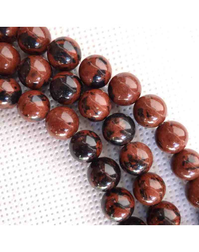 Obsidiana Café. 10 milímetros diámetro. 1 mm perforación. 35 unidades hilo (aproximado).