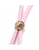 Nylon twist regulable para pulsera. Rosado. Bañado (18kGold). 220x4 mm. 2 mm perforación. 1 ud. Nylon twist regulable para pulsera. Rosado. Bañado (18kGold). 220x4 mm. 2 mm perforación. 1 ud.