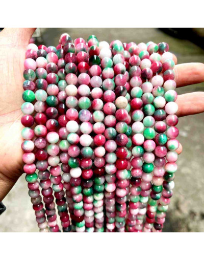 Calcedonia. Multicolor (3). 08 milímetros diámetro. 1 mm perforación. 45 unidades hilo (aproximado).