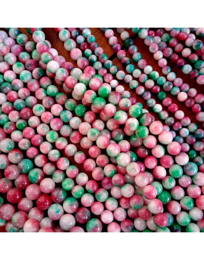 Calcedonia. Multicolor (3). 08 milímetros diámetro. 1 mm perforación. 45 unidades hilo (aproximado).