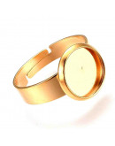 Base anillo de acero. Color dorado. Ajustable. 17 mm diámetro. Para trabajos de 10 mm. 1 unidad. Base anillo de acero. Color dorado. Ajustable. 17 mm diámetro. Para trabajos de 10 mm. 1 unidad.