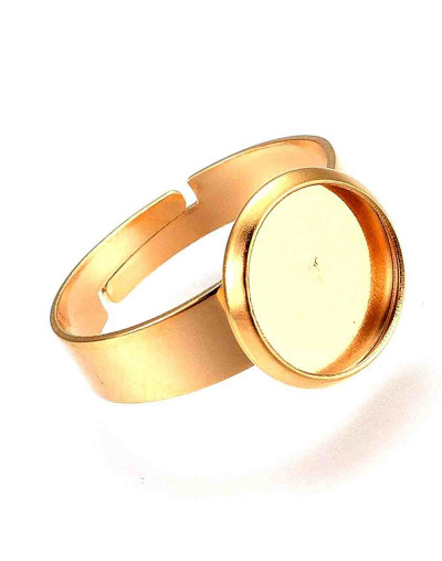 Base anillo de acero. Color dorado. Ajustable. 17 mm diámetro. Para trabajos de 10 mm. 1 unidad.