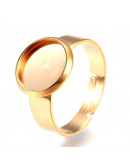 Base anillo de acero. Color dorado. Ajustable. 17 mm diámetro. Para trabajos de 10 mm. 1 unidad. Base anillo de acero. Color dorado. Ajustable. 17 mm diámetro. Para trabajos de 10 mm. 1 unidad.