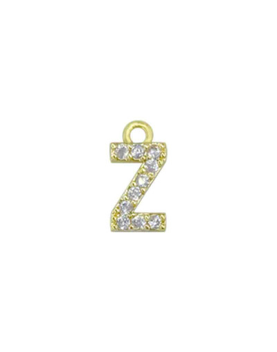 Letra "Z". Aleación+Zirconia. Baño 18K Gold. 12 milímetros. 5 milímetros arandela. 1 unidad.