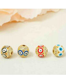 Esfera (2). Ojo turco BLUE. Aleación+Zirconia. Baño 18k gold. 10 mm diámetro. 2 mm perforación. Esfera (2). Ojo turco BLUE. Aleación+Zirconia. Baño 18k gold. 10 mm diámetro. 2 mm perforación.