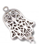 Mano de fátima. Acero inoxidable. Color plateado. 27x14x1 milímetros. 1 mm perforación. 1 unidad.