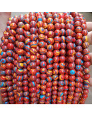 Malaquita sintética. Tonos rojos. 08 mm diámetro. 1 mm perforación. 45 uds hilo (aproximado).