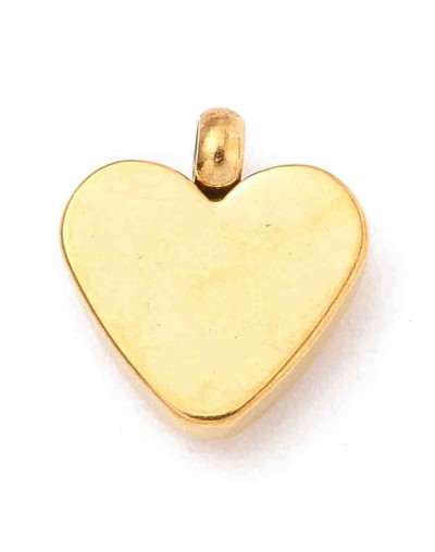 Corazón. Acero inoxidable+Rhinestone. Color dorado+cristal. 8x7x3 milímetros. 1 mm perforación. 1 ud