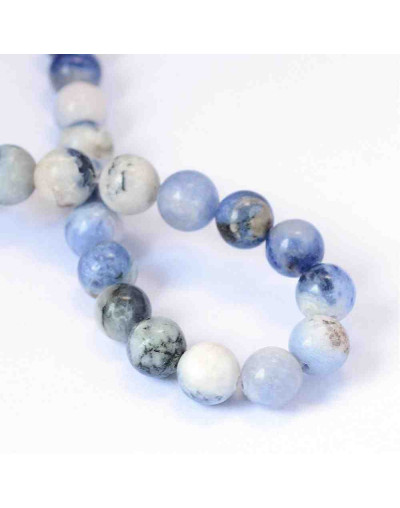 Sodalita. 12 milímetros diámetro. 1 mm perforación. 30 unidades hilo (aproximado).