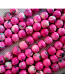 Jásper sintético. Tonos rosados. 08 mm diámetro. 1 mm perforación. 45 uds hilo (aproximado). Jásper sintético. Tonos rosados. 08 mm diámetro. 1 mm perforación. 45 uds hilo (aproximado).