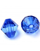 Bi-cono. Color BLUE. 4x4 milímetros. 1,5 mm perforación. 100 unidades aproximado.