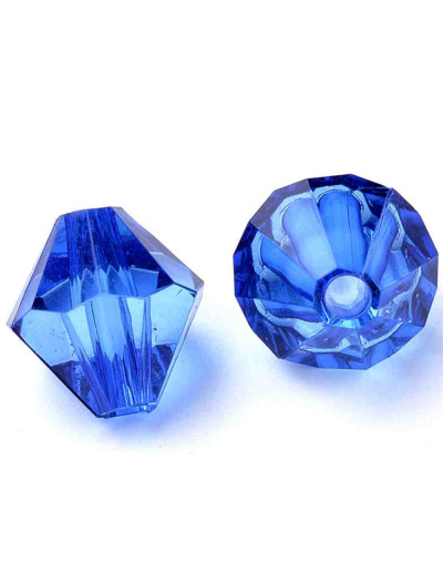 Bi-cono. Color BLUE. 4x4 milímetros. 1,5 mm perforación. 100 unidades aproximado.