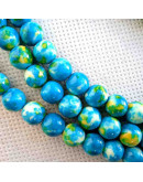 Jásper sintético. Tonos azules. 08 mm diámetro. 1 mm perforación. 45 uds hilo (aproximado). Jásper sintético. Tonos azules. 08 mm diámetro. 1 mm perforación. 45 uds hilo (aproximado).