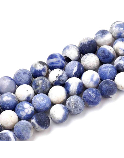 Sodalita. Mate. 10 milímetros diámetro. 1 mm perforación. 35 unidades hilo (aproximado).