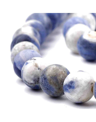 Sodalita. Mate. 12 milímetros diámetro. 1 mm perforación. 30 unidades hilo (aproximado).