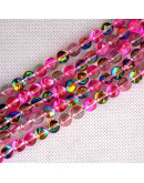 Piedra Luna. Sintética. Tonos rosados. 06 mm diámetro. 1 mm perforación. 60 uds hilo (aproximado).