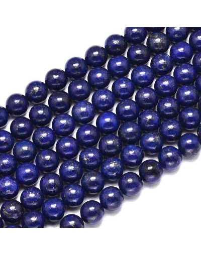 Lapislázuli. 10 milímetros diámetro. 1 mm perforación. 35 unidades hilo (aproximado).