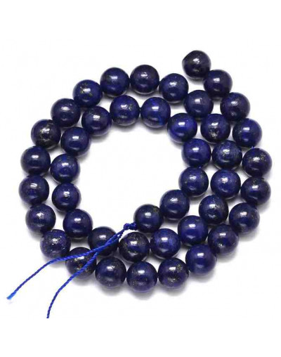 Lapislázuli. 10 milímetros diámetro. 1 mm perforación. 35 unidades hilo (aproximado).