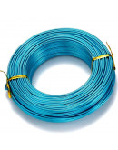 Aluminio. Alambre redondo. Calibre 12 (2 milímetros diámetro). Color turquesa. 5 metros.