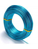 Aluminio. Alambre redondo. Calibre 12 (2 milímetros diámetro). Color turquesa. 5 metros.