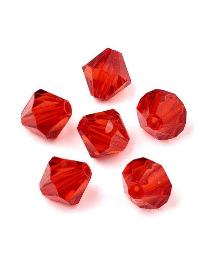 Bi-cono. Color RED. 4x4 milímetros. 1,5 mm perforación. 100 unidades aproximado.