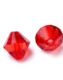 Bi-cono. Color RED. 4x4 milímetros. 1,5 mm perforación. 100 unidades aproximado.