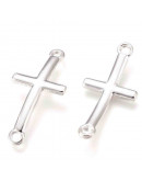 Cruz. Acero inoxidable. Color plateado. 30x14x2 milímetros. 2 mm perforación. 1 unidad.