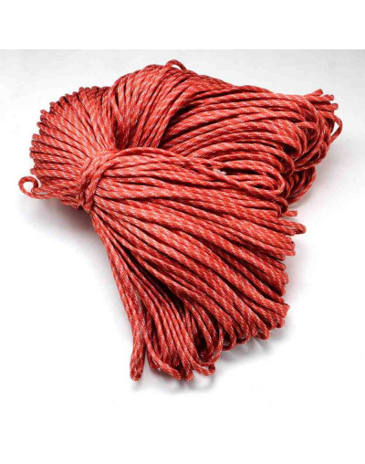 Poliéster+Spandex. Tipo Paracord. Color RED. 4 mm ancho. Cordón plano. 5 metros.