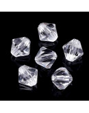 Bi-cono. Color CLEAR. 4x4 milímetros. 1,5 mm perforación. 100 unidades aproximado.