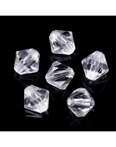 Bi-cono. Color CLEAR. 4x4 milímetros. 1,5 mm perforación. 100 unidades aproximado.