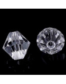 Bi-cono. Color CLEAR. 4x4 milímetros. 1,5 mm perforación. 100 unidades aproximado.