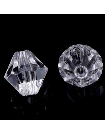 Bi-cono. Color CLEAR. 4x4 milímetros. 1,5 mm perforación. 100 unidades aproximado.