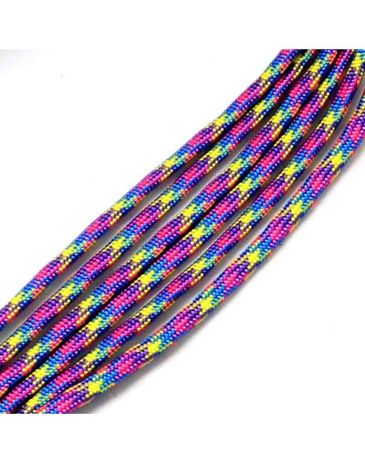 Poliéster+Spandex. Tipo Paracord. Color COLORFUL (1). 4 mm ancho. Cordón plano. 5 metros.