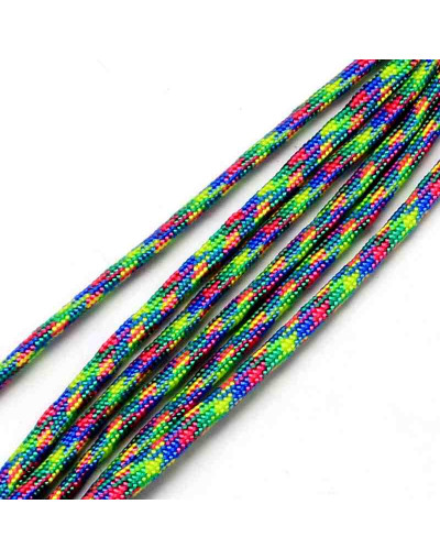 Poliéster+Spandex. Tipo Paracord. Color COLORFUL (2). 4 mm ancho. Cordón plano. 5 metros.