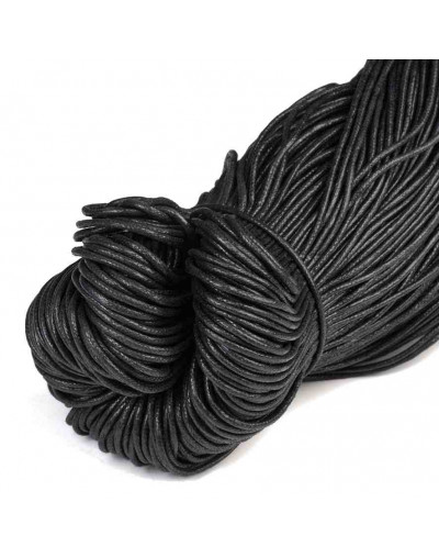 Hilo algodón encerado. Cola de rata. Color BLACK. 2 milímetros de grosor. 10 metros.